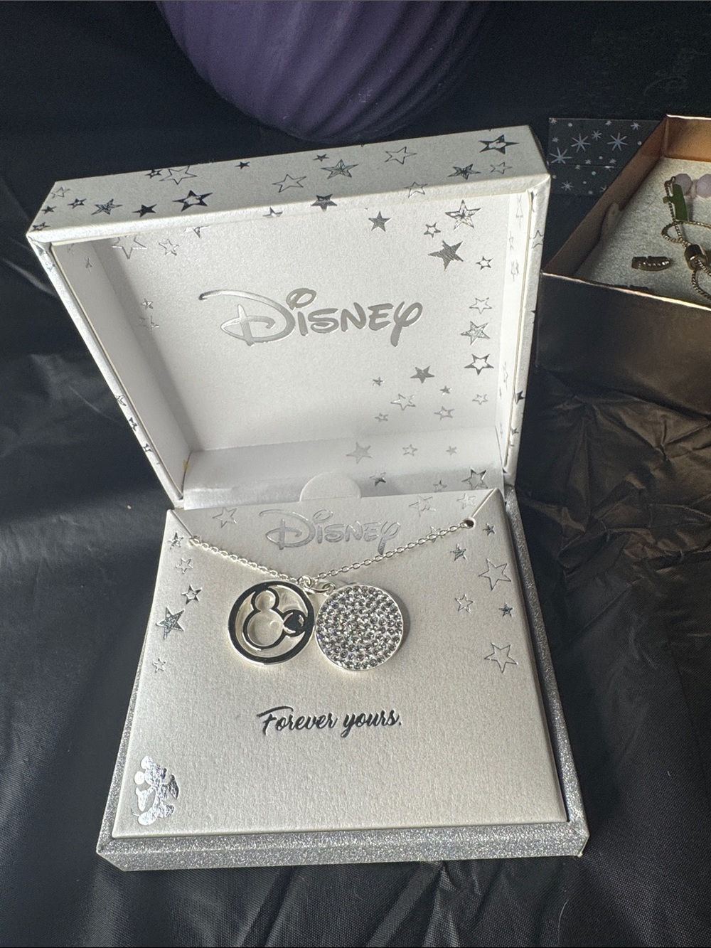 Disney Silver-tone Mickey Crystal Circle Necklace - Silver